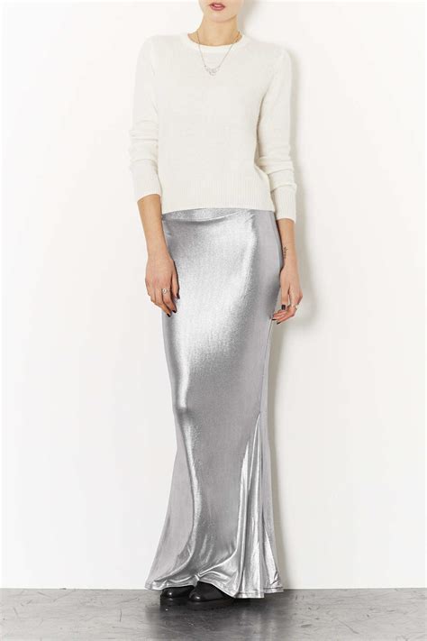 silver skirt h&m|silver maxi skirts for women.